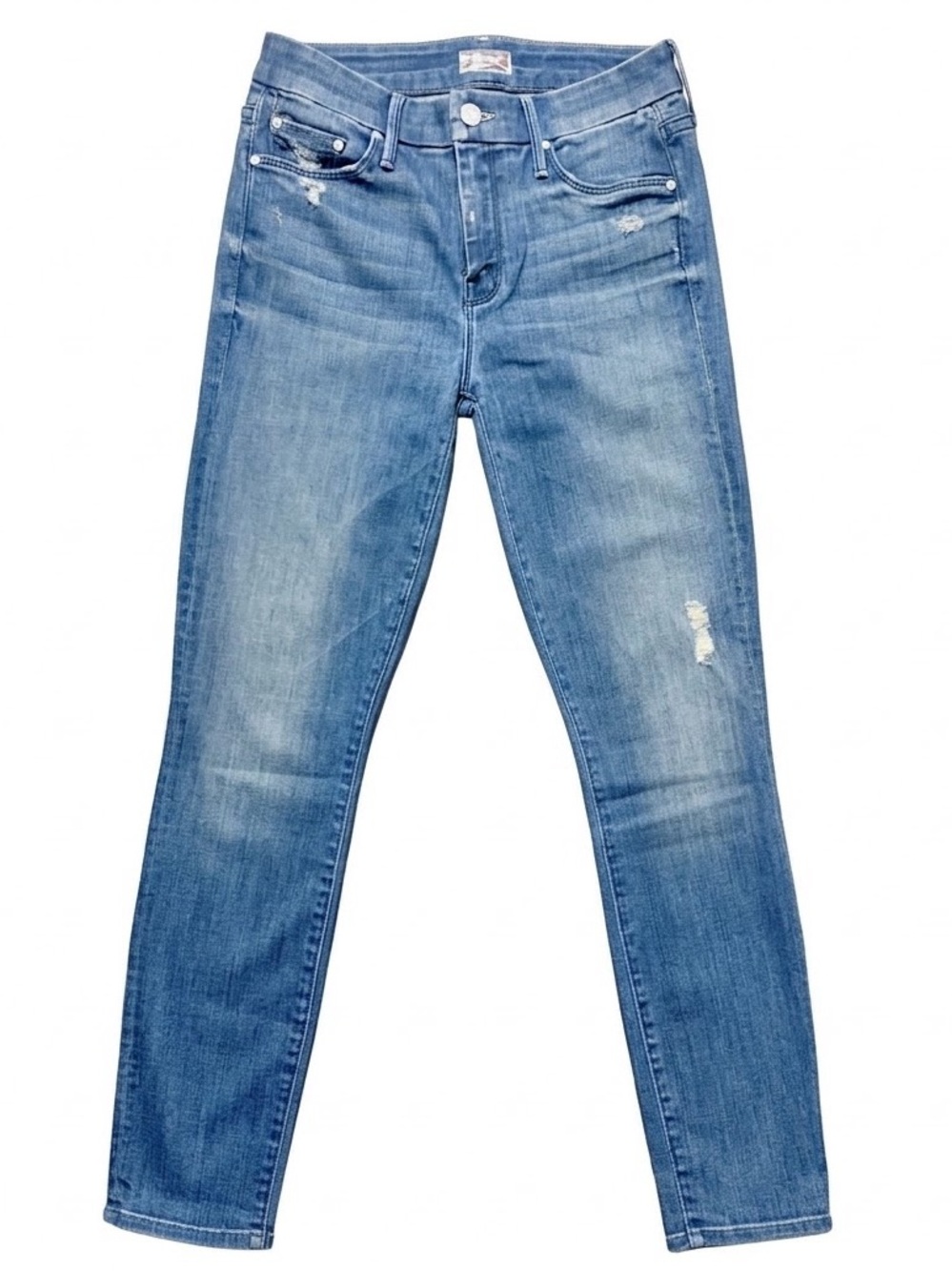 MOTHER The Looker Crop Distressed Skinny Jeans in "Graffiti Girl" Wash (Size 25)